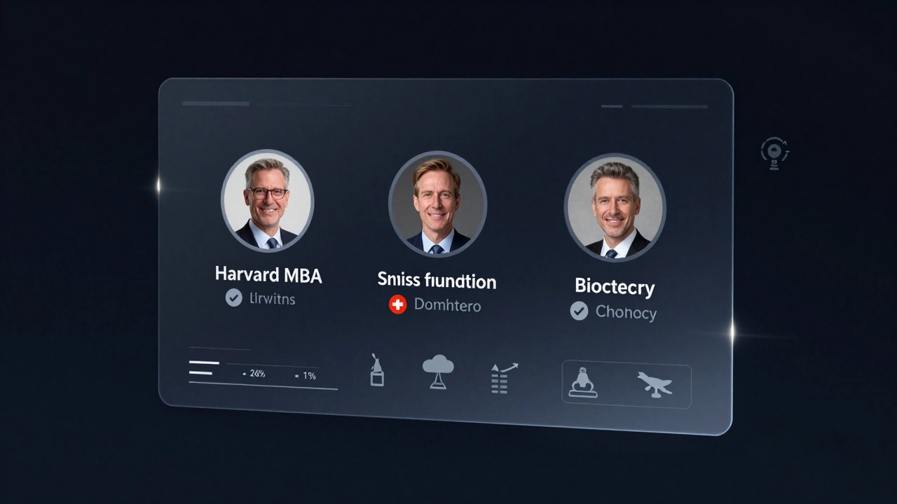 Interface numérique élégante affichant des profils vérifiés d'individus d'élite avec badges de certification, style cyberpunk minimaliste.